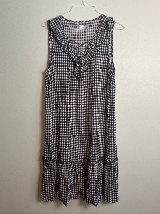 Time and Tru Dresses & Skirts - Sleeveless Black and White Gingham Ruffle Dress (XL)